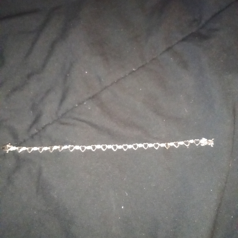 Rhinestone and heart tennis bracelet